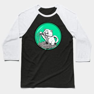 Cat Eating Spaghetti Baseball T-Shirt